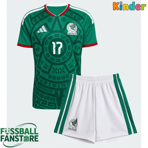 Mexiko Orbelin Pineda #17 Replik Heimtrikot Kinder WM 2026 Kurzarm (+ Kurze Hosen)